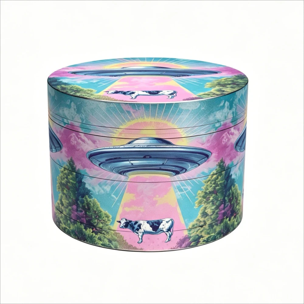 Psychedelic UFO Rolling Tray and Grinder