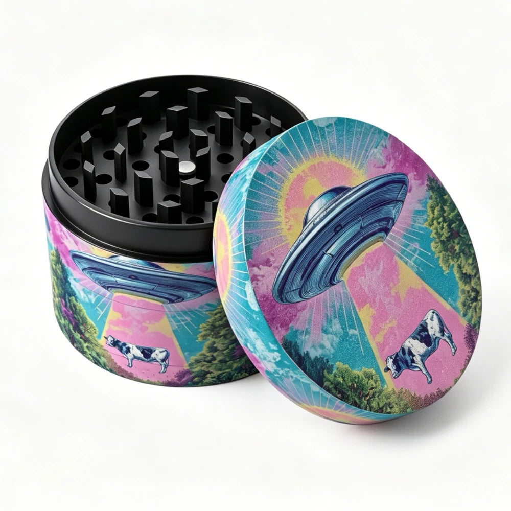 Psychedelic UFO Rolling Tray and Grinder