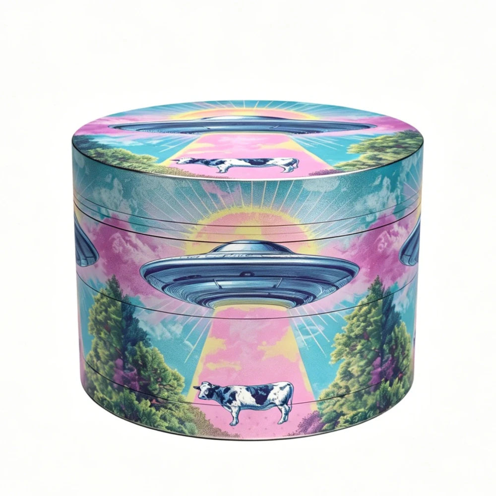 Psychedelic UFO Rolling Tray and Grinder