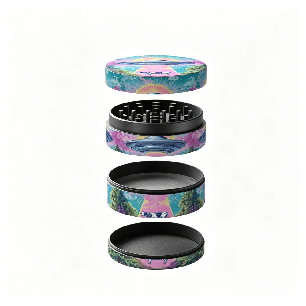 Psychedelic UFO Rolling Tray and Grinder