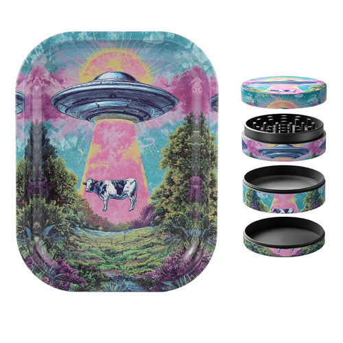 Psychedelic UFO Rolling Tray and Grinder